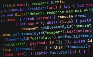 Vibrant JavaScript code displayed on a screen, highlighting programming concepts and software development.