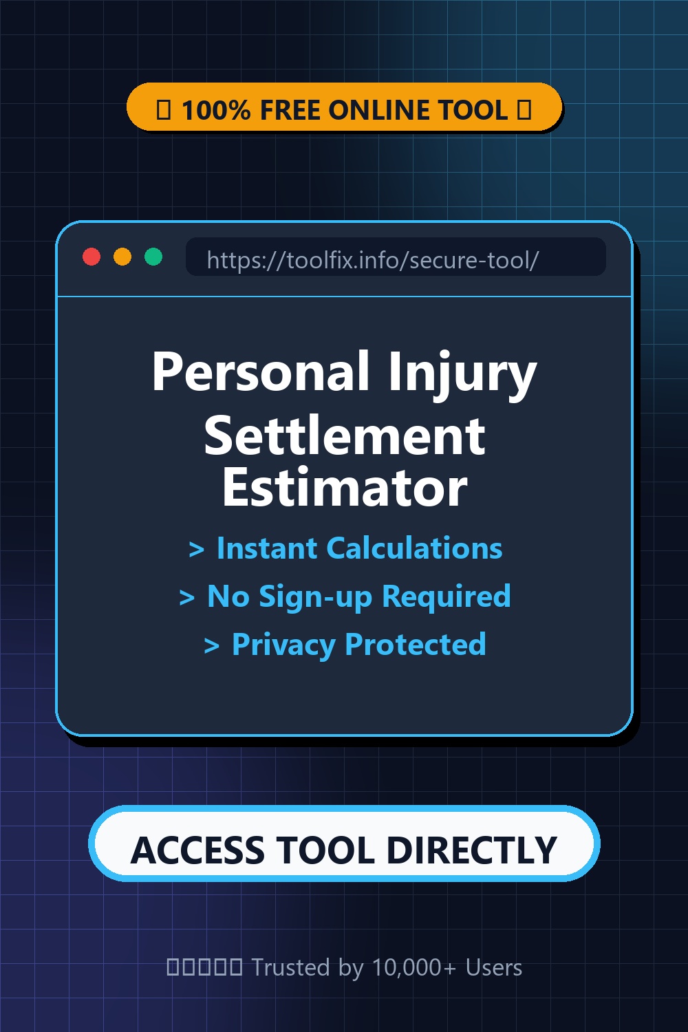 Personal Injury Settlement Estimator: Calculate Car Accident Payouts (2026) 1 Personal Injury Settlement Estimator Premium Tool